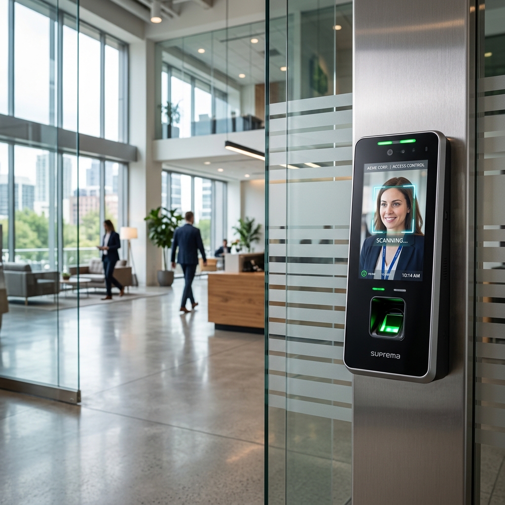 Terminal biométrico de control de accesos con reconocimiento facial y huella dactilar de ZKTeco